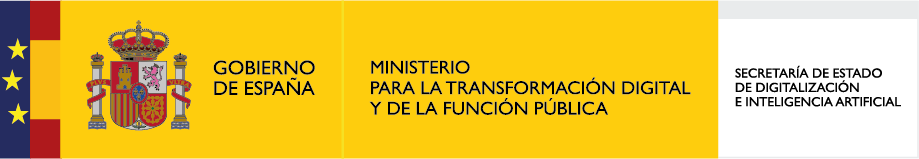 Texto informativo del Ministerio para la Transformación de la Función Pública sobre la modernización administrativa en un fondo amarillo.